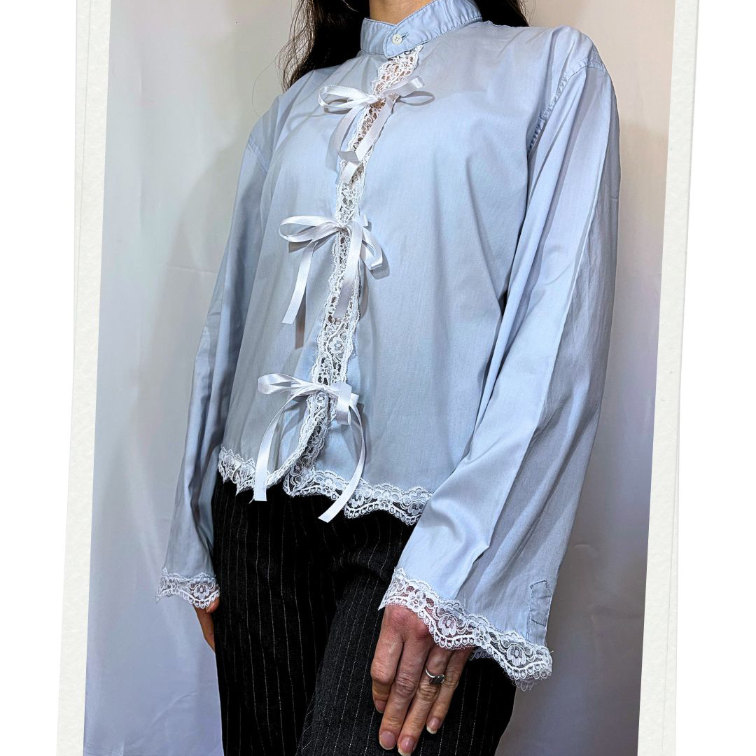 Camisa re-worked Baby Blue - Mp3 Atelier
