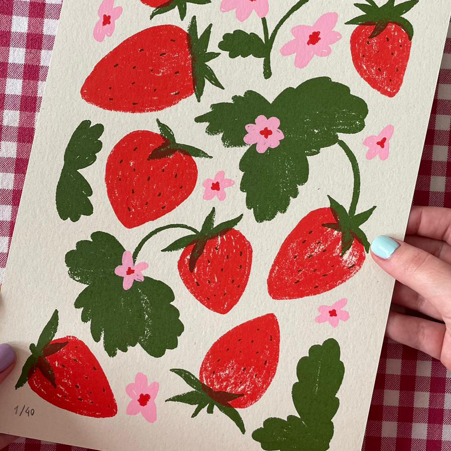 Serigrafía Frutillas - Lucila Gonzalez - Imagen 2