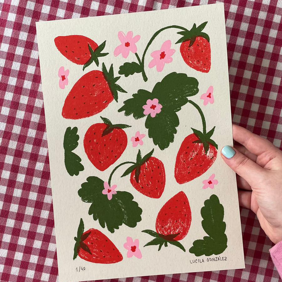 Serigrafía Frutillas - Lucila Gonzalez